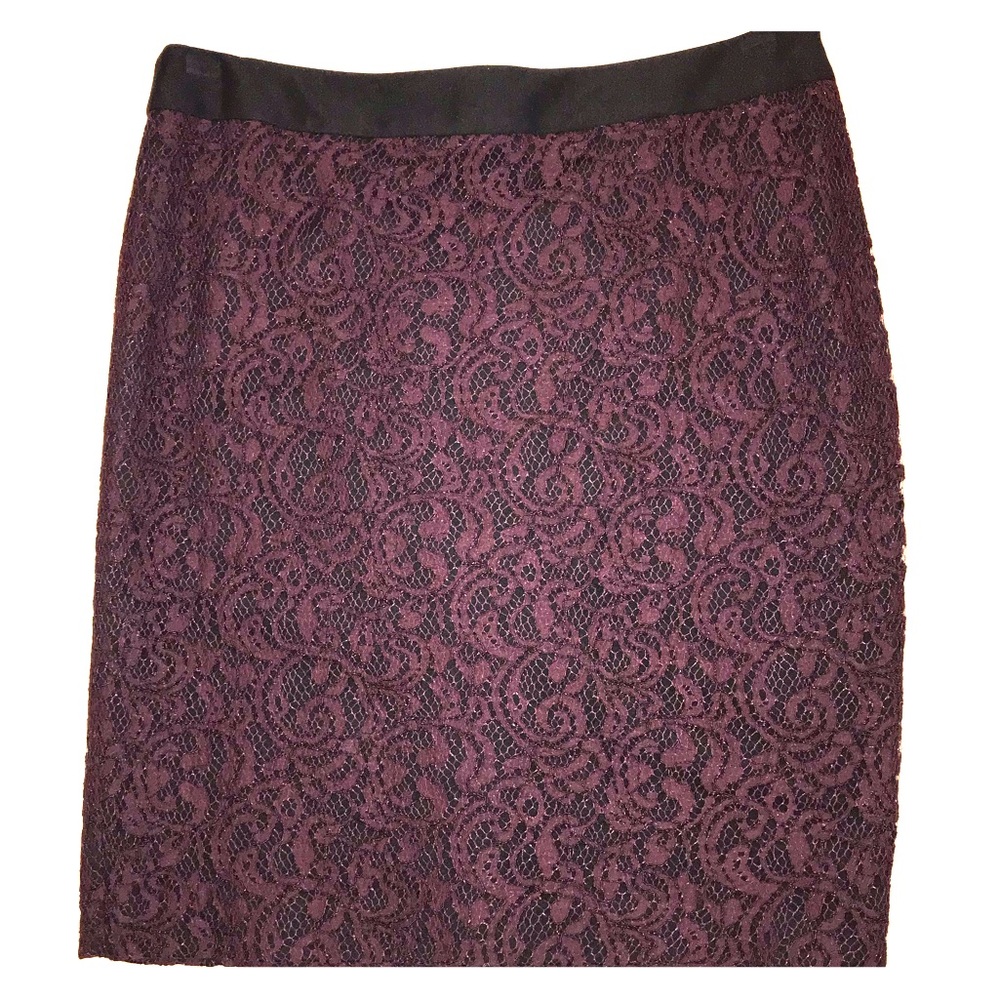 NWOT LOFT Burgundy Lace/Black Lining Pencil Skirt